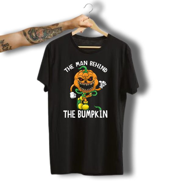 The Man Behind The Bumpkin Halloween Expecting Creepy Pumpkin Character T Shirt t shirt 1