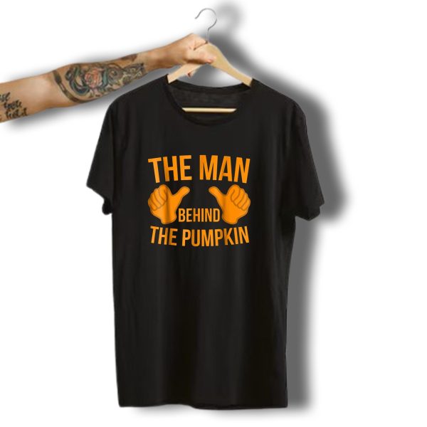 The Man Behind The Pumpkin Funny Halloween Thumbs Up T Shirt t shirt 1