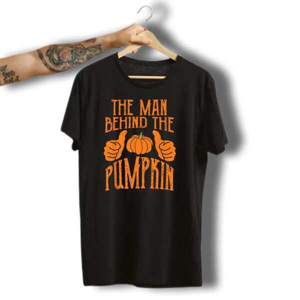 The Man Behind The Pumpkin Halloween Pregnancy Funny Man T Shirt t shirt 1