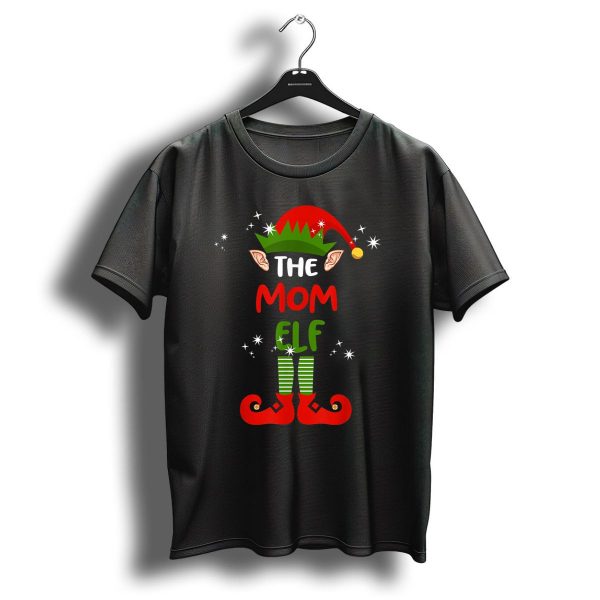 The Mom Elf Christmas Elf Hat Ears Shoes Stripes T Shirt 1 t shirt 1