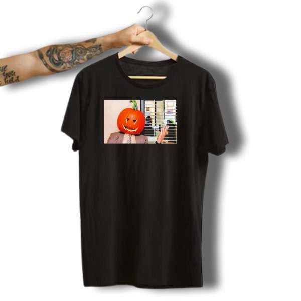 The Office Dwight Schrute With Pumpkin Head Funny Halloween Scene T Shirt t shirt 1