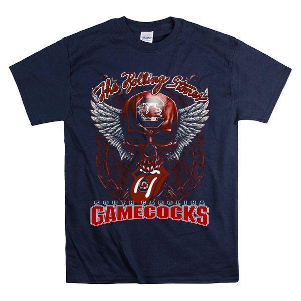 The Rolling Stones South Carolina Gamecocks Skull Wings T Shirt 1 Navy