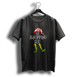 The Shopping Elf Family Matching Group Christmas Hat And Striped Legs T-Shirt