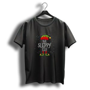 The Sleppy Elf Matching Christmas Hat And Shoes Holiday Pajama Group T-Shirt