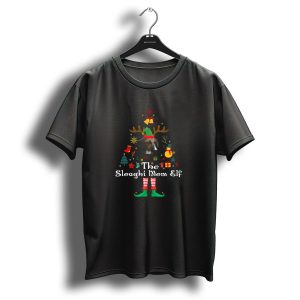 The Sloughi Mom Elf Reindeer Antlers Christmas Tree Music Notes Snowflakes T-Shirt