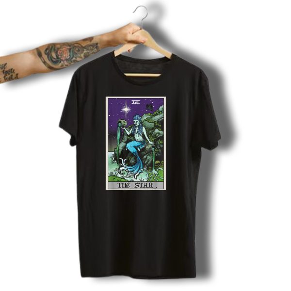 The Star Tarot Card Xvii Halloween Mermaid Witch With Raven And Skull T Shirt 1 t shirt 1