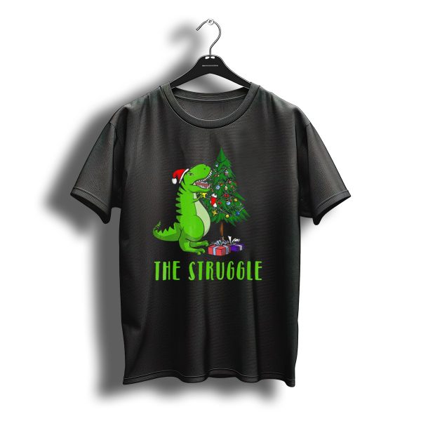 The Struggle T Rex Santa Christmas Tree T Shirt t shirt 1