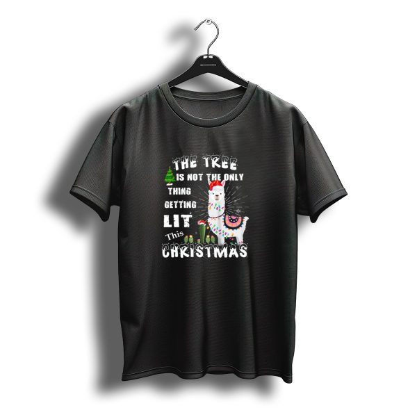 The Tree Is Not The Only Thing Getting Lit This Christmas Llama Santa Cap T Shirt t shirt 1
