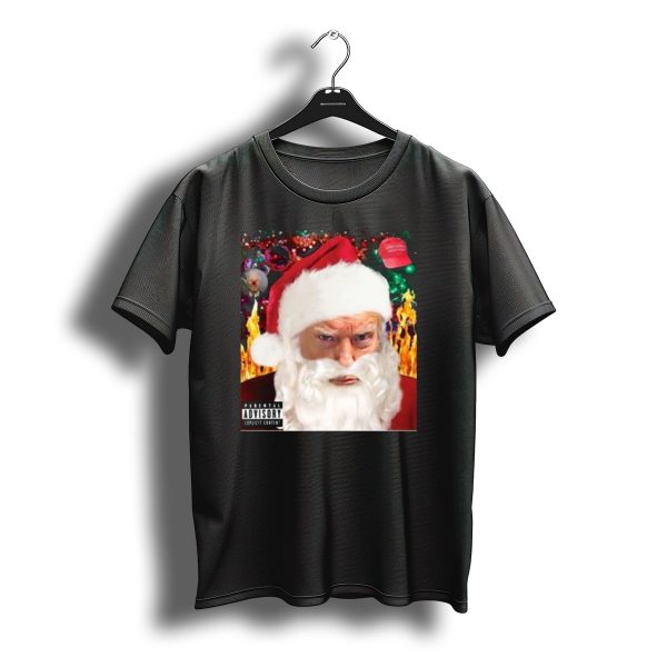 The Trump Santa Shot Parental Advisory Explicit Content Christmas Hat T Shirt t shirt 1