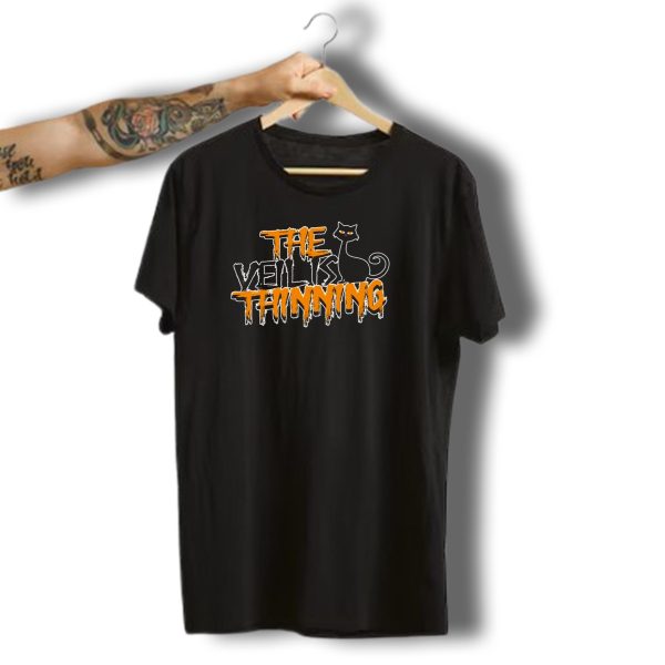 The Veil Is Thinning Halloween Black Cat T Shirt t shirt 1