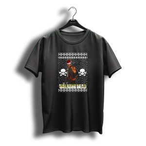 The Walking Dead Daryl Dixon Santa Hat Ugly Christmas Skulls T-Shirt