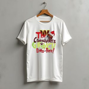 The Washington Commanders Grinch Lives Here Christmas 2024 Santa Hat Football Helmet T-Shirt