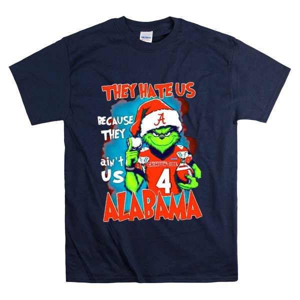 They Hate Us Because They Aint Us Alabama Crimson Tide Grinch Number 4 T Shirt Style 1 Navy