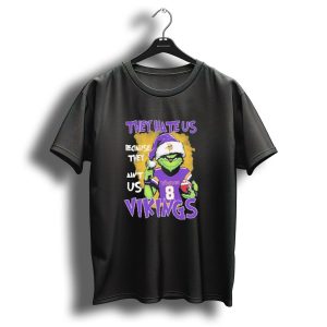 They Hate Us Because They Aint Us Grinch Vikings Christmas Purple Santa Football T-Shirt