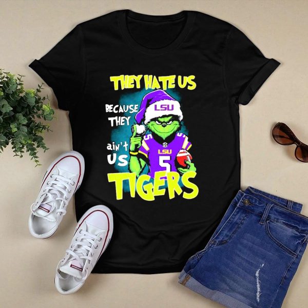 They Hate Us Because They Aint Us LSU Tigers Grinch Football Christmas T Shirt Black 1