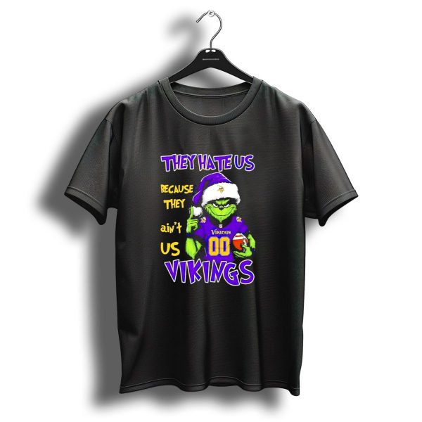 They Hate Us Because They Aint Us Minnesota Vikings Grinch Christmas Custom Number 00 T Shirt 1 t shirt 1