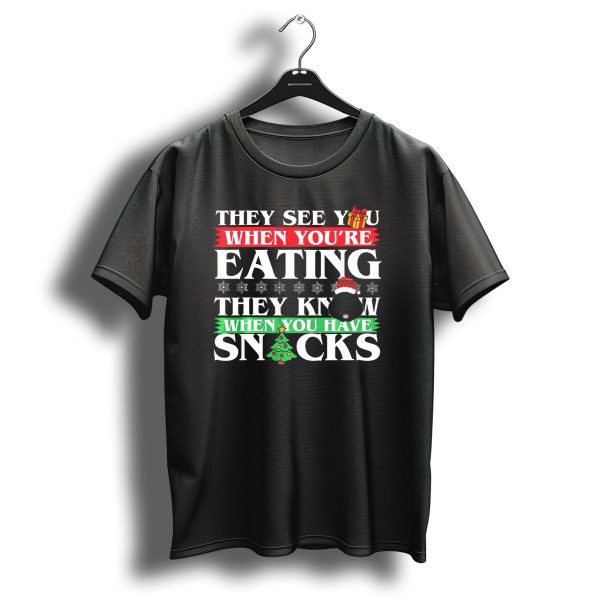 They See You When YouRe Eating They Know When You Have Snacks Christmas Dog Newfoundland T Shirt 1 t shirt 1