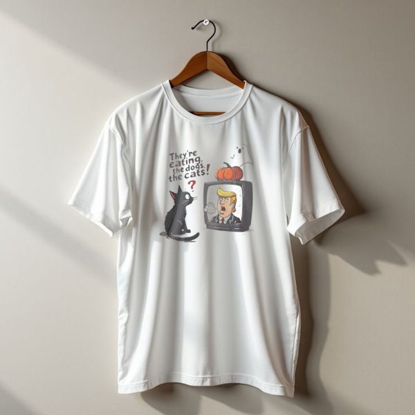 TheyRe Eating The Dogs The Cats Halloween Tv Pumpkin Ghost Cat T Shirt t shirt 1 1