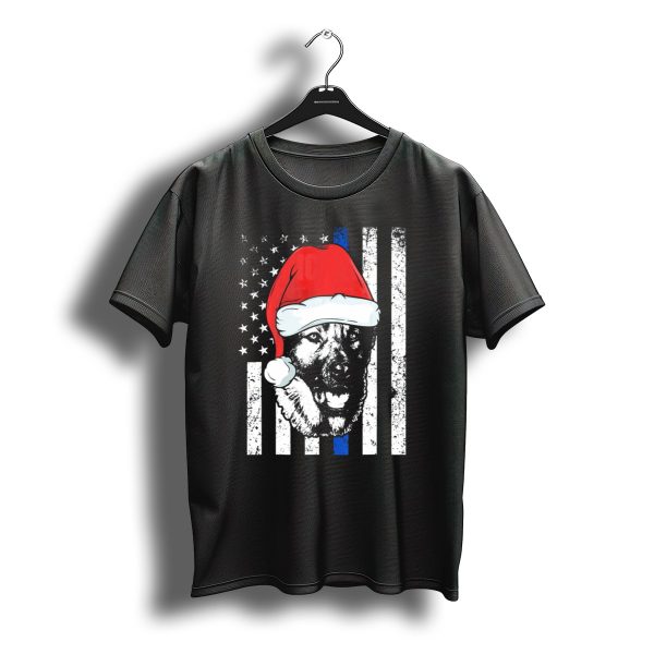 Thin Blue Line Christmas German Shepherd Santa Hat Flag T Shirt t shirt 1