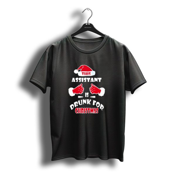This Assistant Is Drunk For Christmas Santa Hat Thumbs Up T Shirt t shirt 1