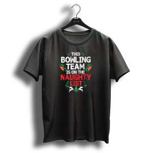 This Bowling Team Is On The Naughty List Christmas Reindeer Wreath Decorations T Shirt