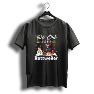 This Girl Loves Her Rottweiler Christmas Snowman Holiday Lights T-Shirt
