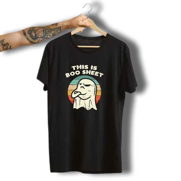 This Is Boo Sheet Vintage Ghost Halloween Retro Stripes T Shirt t shirt 1