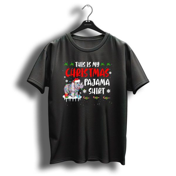 This Is My Christmas Pajama Rhino Shirt Holiday Lights Santa Hat Snowflakes T Shirt 1 t shirt 1