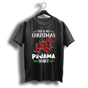 This Is My Christmas Pajama Shirt Border Collie Plaid Lights T Shirt