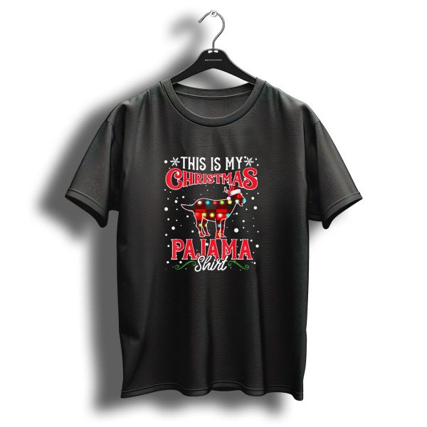 This Is My Christmas Pajama Shirt Goat With Santa Hat And Lights T Shirt 1 t shirt 1