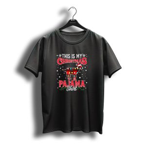 This Is My Christmas Pajama Shirt Goat With Santa Hat And Lights T-Shirt