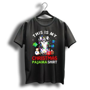 This Is My Christmas Pajama Shirt Papillon Dog Snowman Gift Boxes T-Shirt