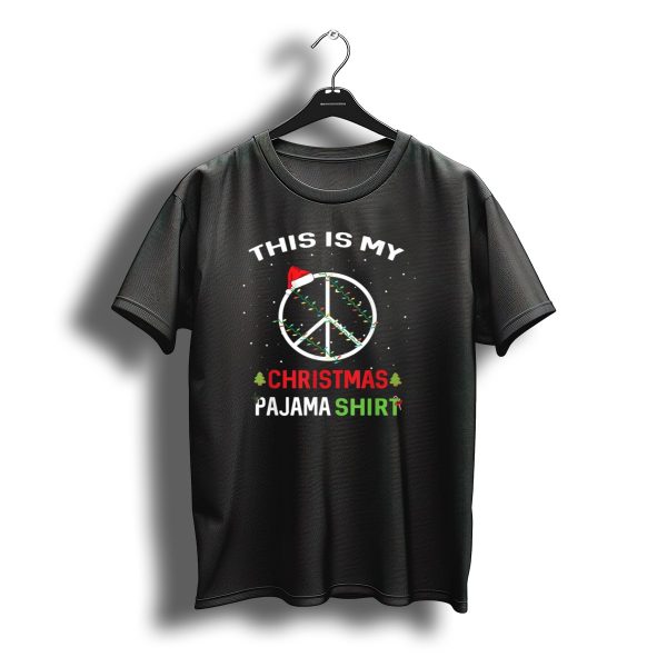 This Is My Christmas Pajama Shirt Peace Xmas Matching Santa Hat T Shirt t shirt 1