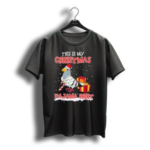 This Is My Christmas Pajama Shirt Pigeon Santa Candy Cane Presents T-Shirt
