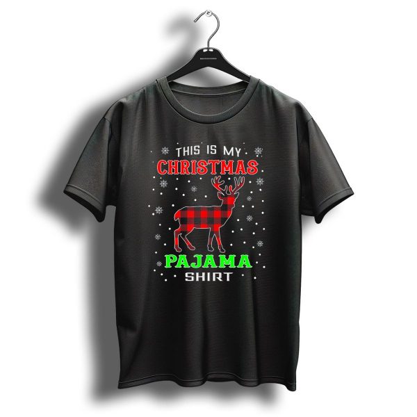 This Is My Christmas Pajama Shirt Red Plaid Deer Lover Animal Matching Paj T Shirt 1 t shirt 1
