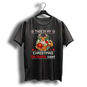 This Is My Christmas Pajama Shirt Reindeer Basketball T Shirt