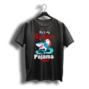This Is My Christmas Pajama Shirt Santa Riding Shark T-Shirt