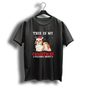 This Is My Christmas Pajama Shirt Shih Tzu Reindeer Hat Light Snow T Shirt