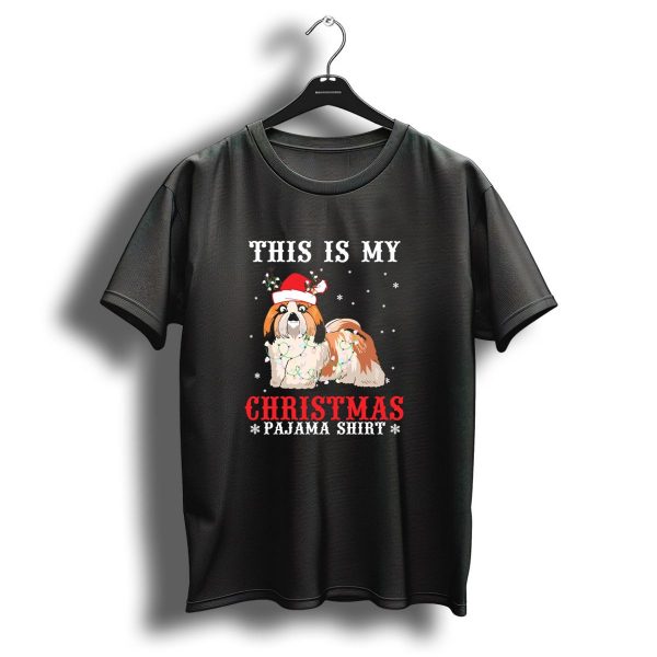 This Is My Christmas Pajama Shirt Shih Tzu Reindeer Hat Light Snow T Shirt 1 t shirt 1