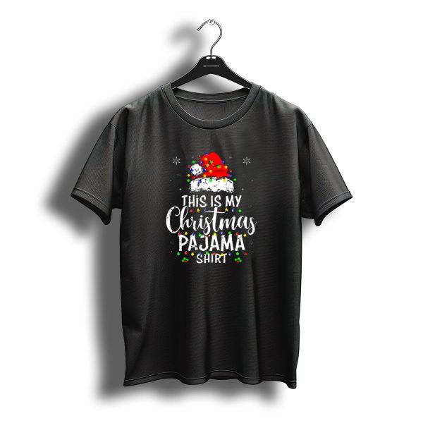 This Is My Christmas Pajama Shirt With Santa Hat And Holiday Lights T Shirt t shirt 1