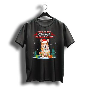 This Is My Corgi Christmas Pajama Shirt With Lights And Santa Hat T-Shirt