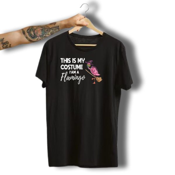 This Is My Costume IM A Flamingo Halloween Witch Broom Funny Party Scary T Shirt t shirt 1