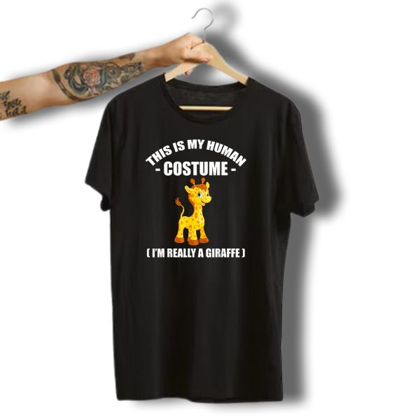 This Is My Human Costume IM Really A Giraffe Funny Halloween T Shirt t shirt 1