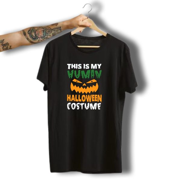 This Is My Human Halloween Costume Funny Jack O Lantern Face Kids T Shirt t shirt 1
