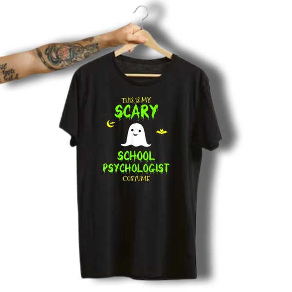 This Is My Scary School Psychologist Costume Halloween Lazy Easy Ghost Moon Bats T Shirt t shirt 1