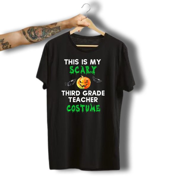 This Is My Scary Third Grade Teacher Costume Halloween Pumpkin Bats T Shirt t shirt 1