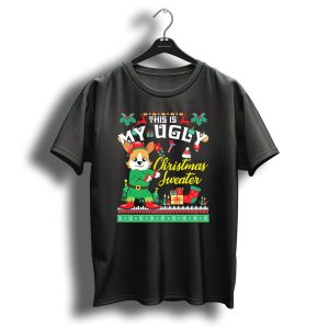 This Is My Ugly Christmas Sweater Corgi Elf Holiday T-Shirt