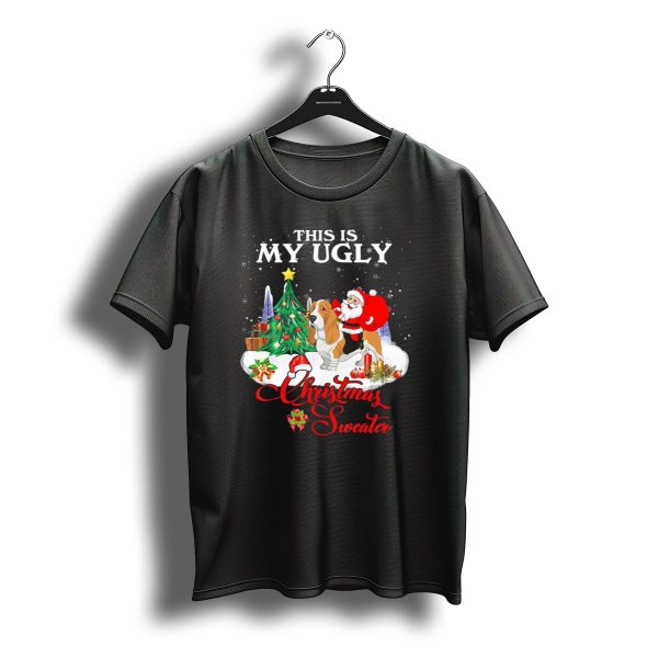 This Is My Ugly Christmas Sweater Santa Riding Basset Hound T Shirt t shirt 1
