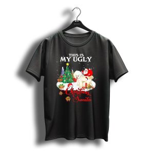 This Is My Ugly Christmas Sweater Santa Riding Bichon Frise T-Shirt