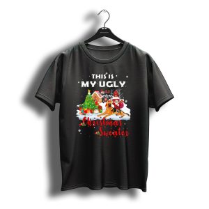 This Is My Ugly Christmas Sweater Santa Riding German Shepherd T-Shirt